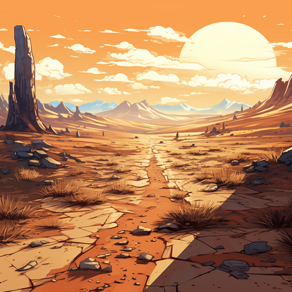 Scorching land world illustration - Fantasy theme